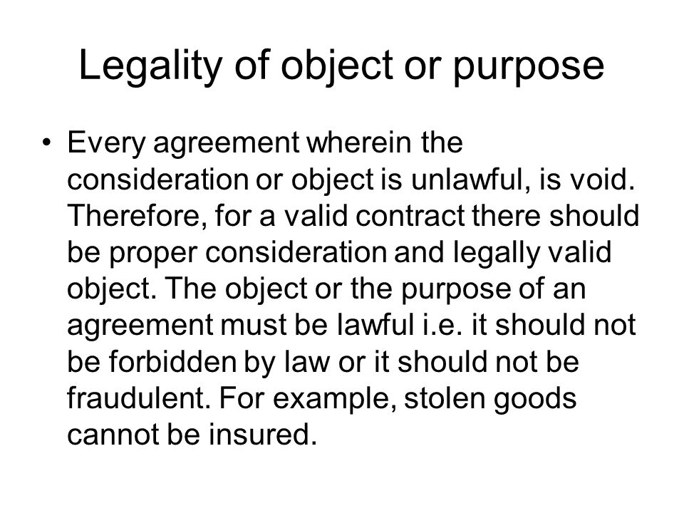 What is lawful object of a contract?